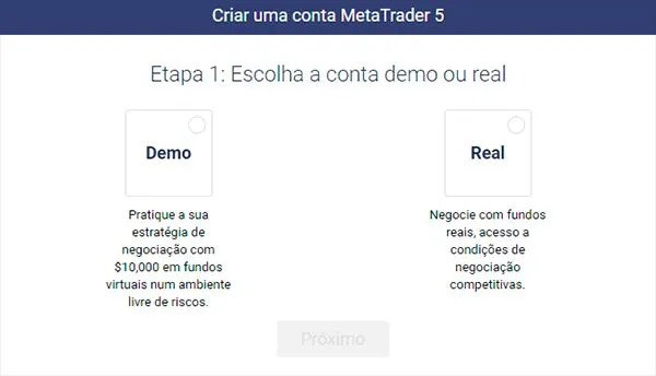Conta Demo Binary.com