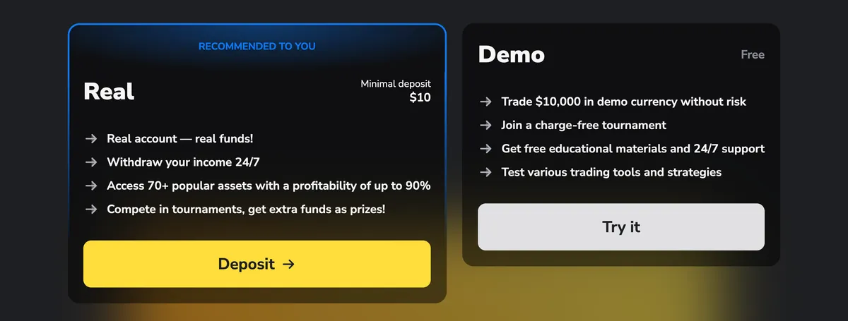 Conta Demo Binomo