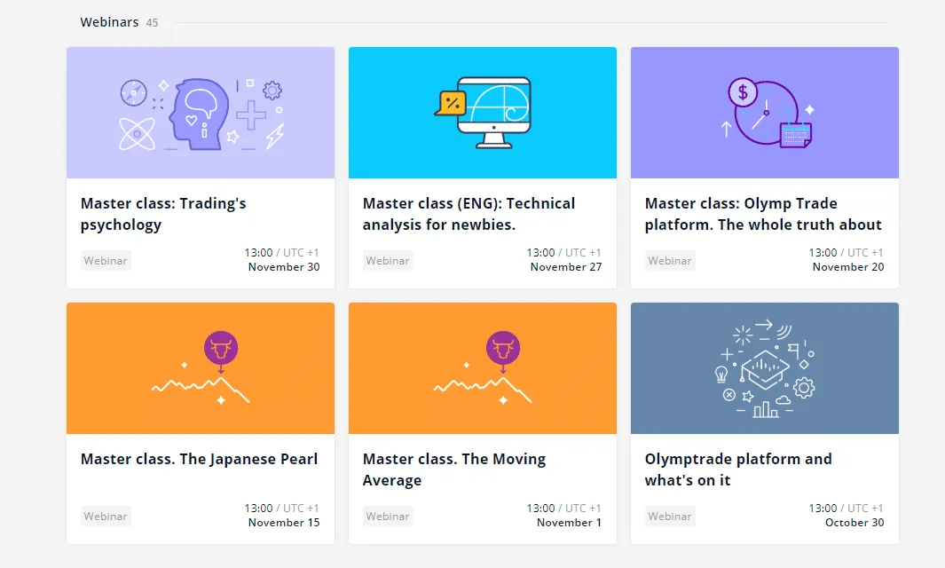 Educação na Olymp Trade: Webinars, Estratégias e Mais